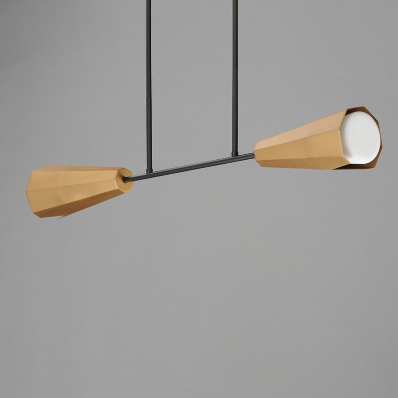 Maxim Lighting Rizzo 2Lt Linear Pendant, Black/Brass/Satin White
