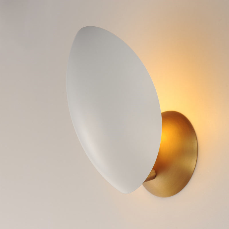 Maxim Lighting Maris 1Lt 8" Wall Sconce, White/Natural Aged Brass