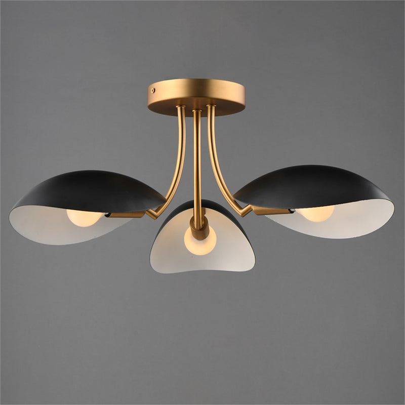Maxim Lighting Maris 3Lt 8" Semi-Flush Mount, Black/Aged Brass