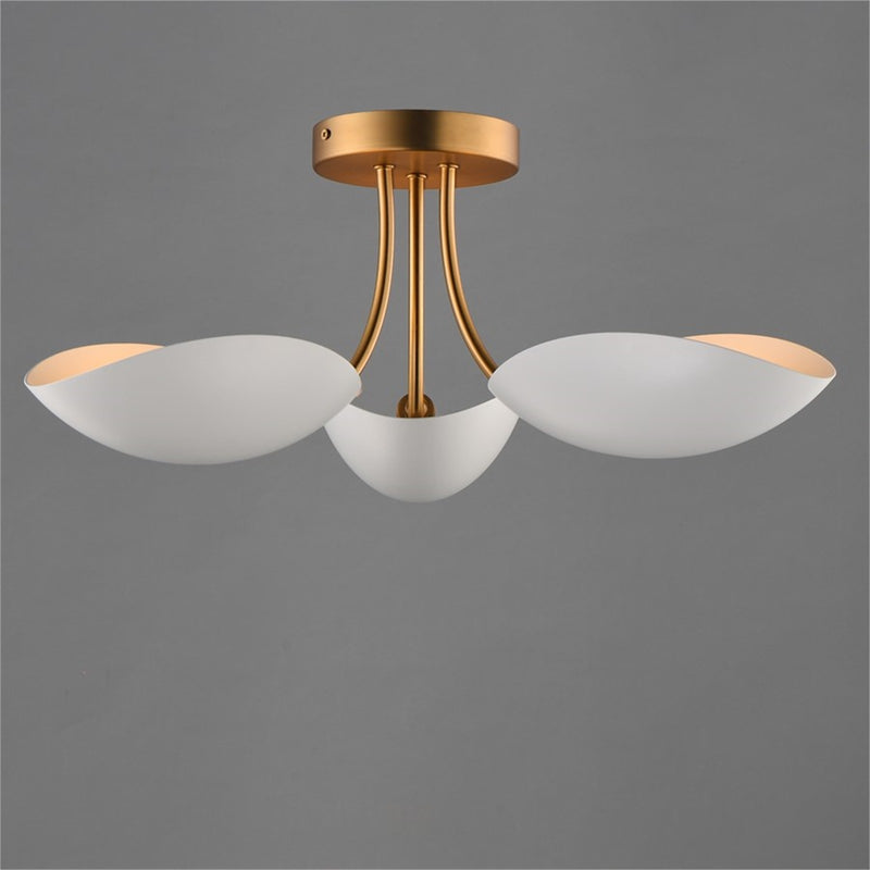 Maxim Lighting Maris 3Lt 8" Semi-Flush Mount, White/Aged Brass