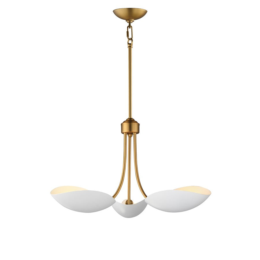 Maxim Lighting Maris 3Lt 12.75" Multi-Light Pendant, White/Brass - 10824WTNAB