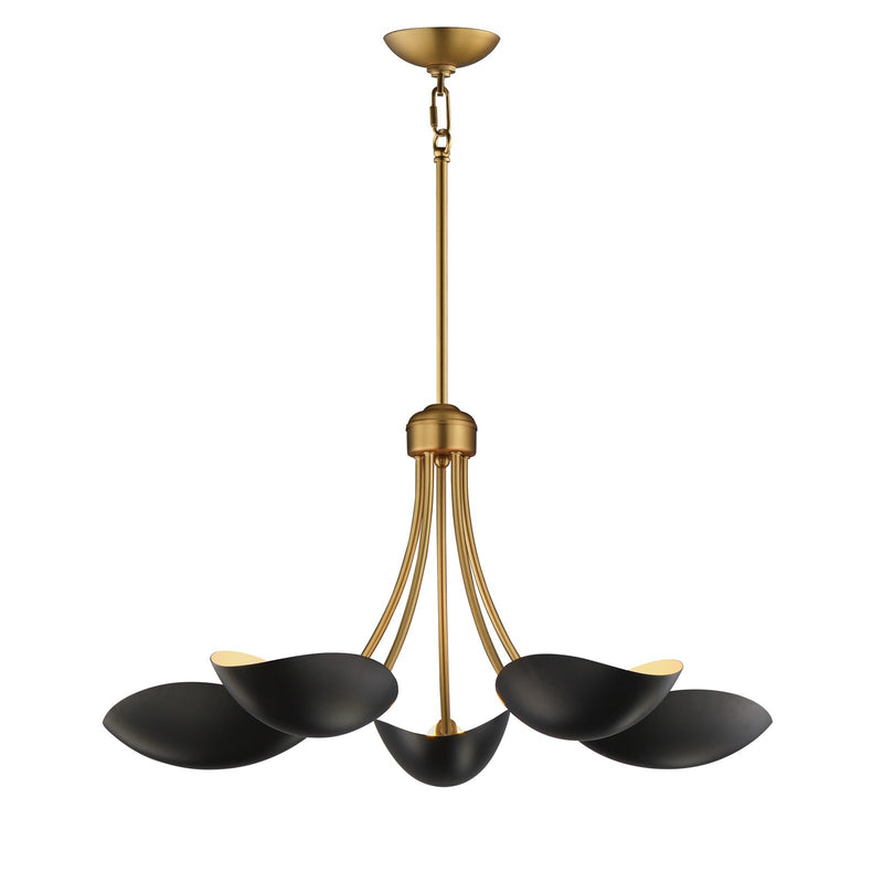 Maxim Lighting Maris 5Lt 14.25" Single-Tier Chandelier, Black/Brass
