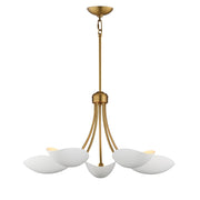 Maxim Lighting Maris 5Lt 14.25" Single-Tier Chandelier, White/Brass - 10825WTNAB