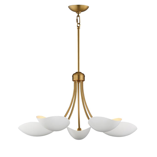 Maxim Lighting Maris 5Lt 14.25" Single-Tier Chandelier, White/Brass - 10825WTNAB