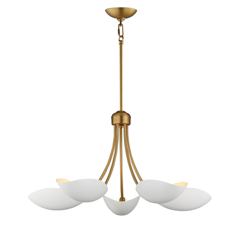 Maxim Lighting Maris 5Lt 14.25" Single-Tier Chandelier, White/Brass