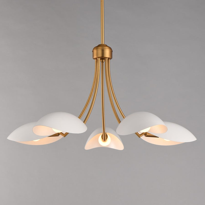 Maxim Lighting Maris 5Lt 14.25" Single-Tier Chandelier, White/Brass
