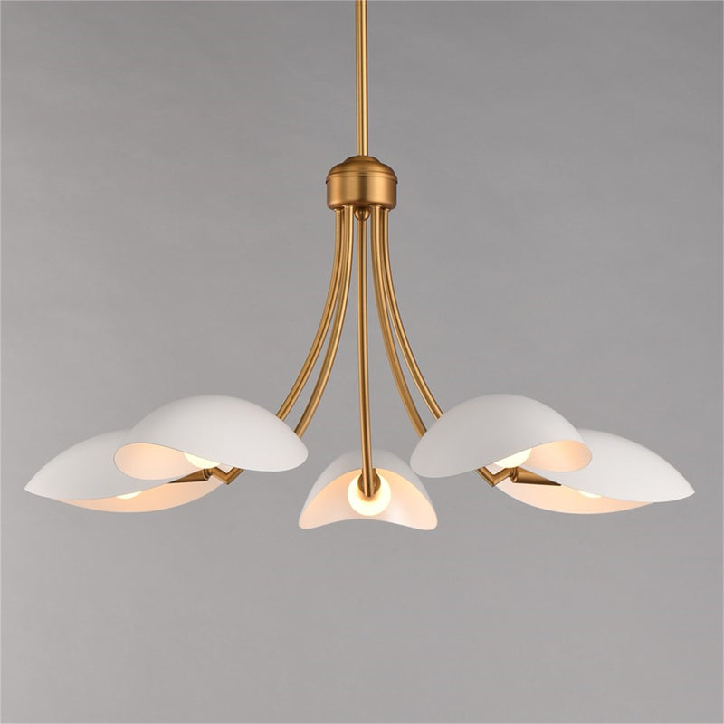 Maxim Lighting Maris 5Lt 14.25" Single-Tier Chandelier, White/Brass