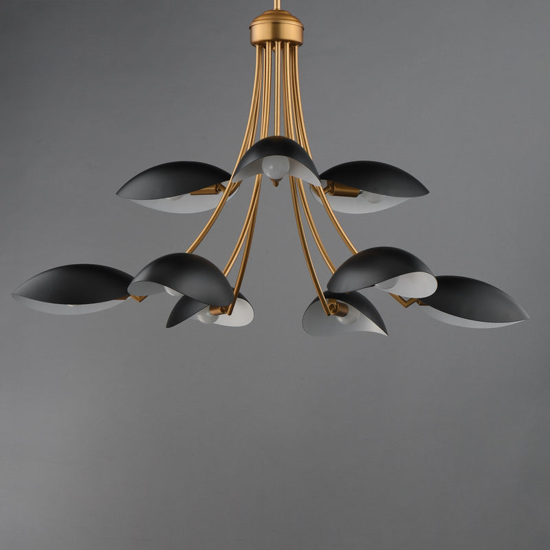 Maxim Lighting Maris 9Lt 21" Multi-Tier Chandelier, Black/Brass