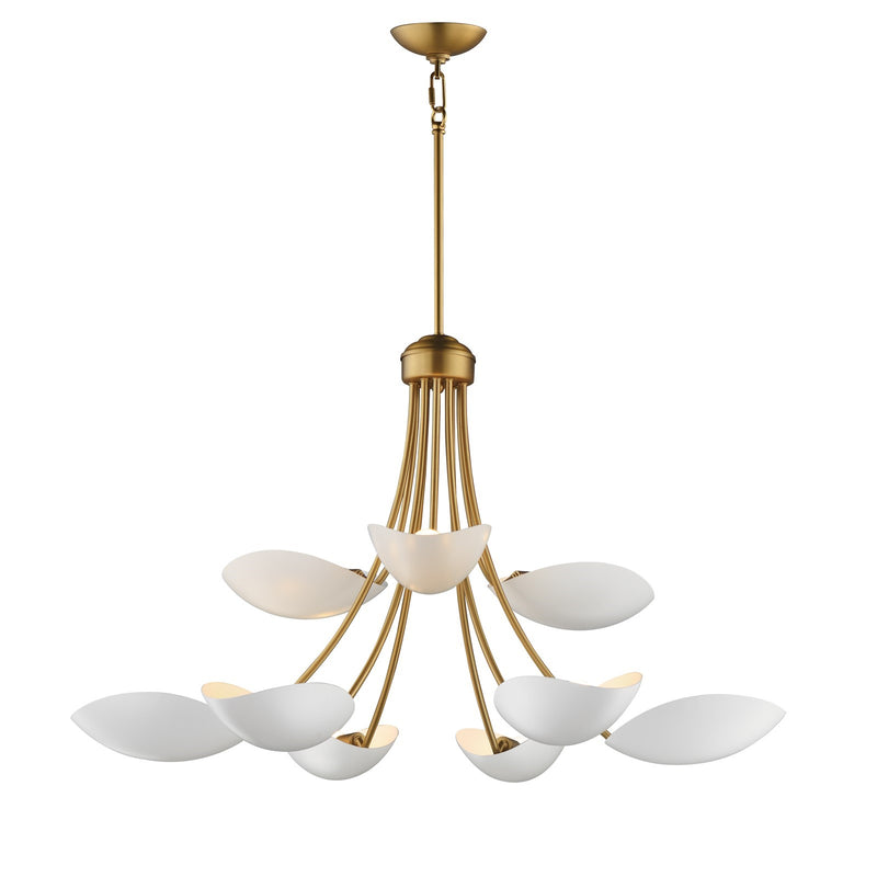 Maxim Lighting Maris 9Lt 21" Multi-Tier Chandelier, White/Brass