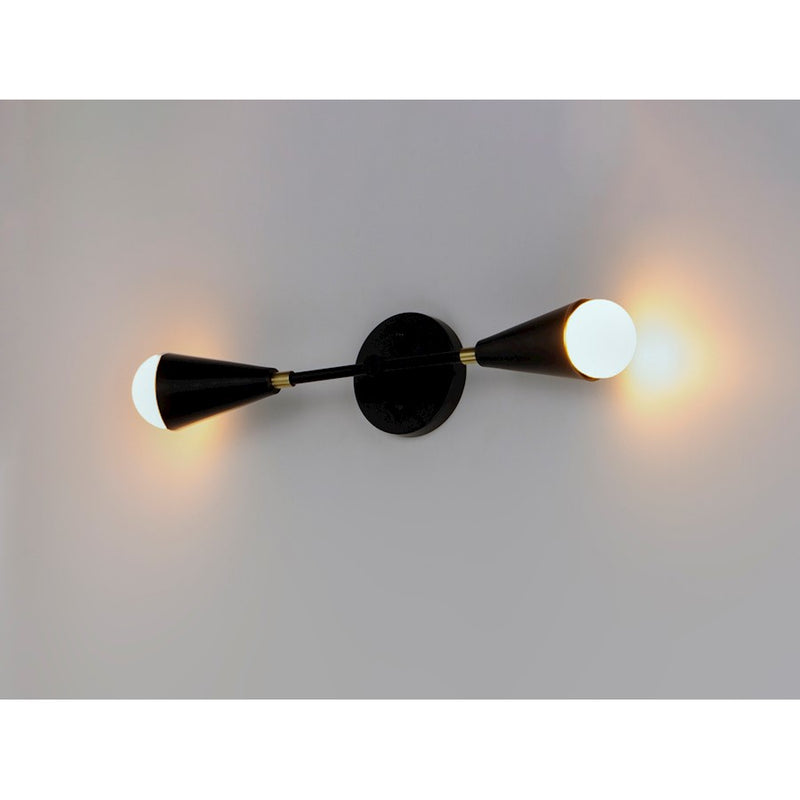 Maxim Lighting Lovell 2-Light Wall Sconce, Black/Satin Brass