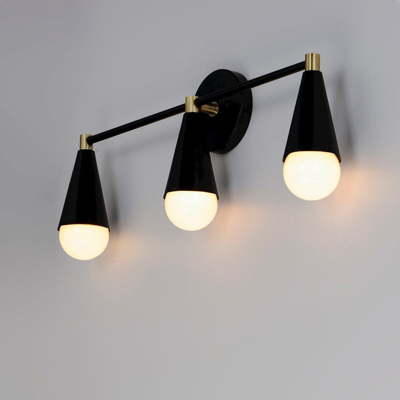 Maxim Lighting Lovell 3-Light Bath Vanity, Black/Satin Brass