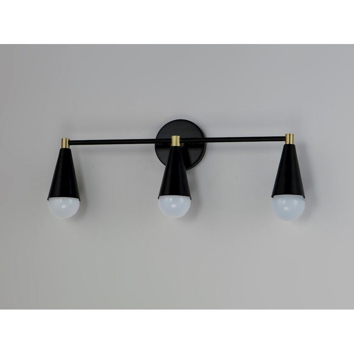 Maxim Lighting Lovell 3-Light Bath Vanity, Black/Satin Brass