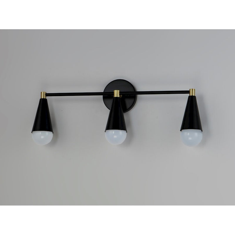 Maxim Lighting Lovell 3-Light Bath Vanity, Black/Satin Brass