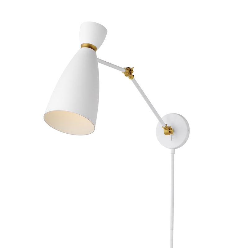 Maxim Lighting Carillon 1 Light Wall Sconce, White/Satin Brass