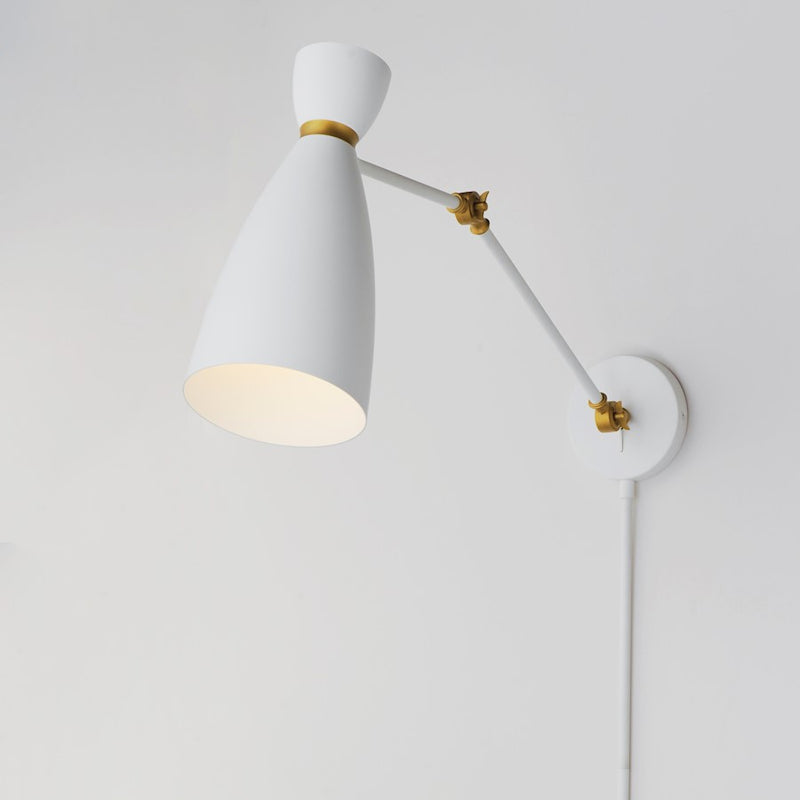 Maxim Lighting Carillon 1 Light Wall Sconce, White/Satin Brass