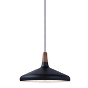 Maxim Nordic 15in 1-Light Pendant | Mid-Century Walnut and Black Aluminum | Kitchen Island & Dining Room | 15 x 15 x 9 in | Model 11354WNBK