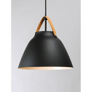 Maxim Lighting Nordic 14in 1-Light Pendant | Modern Tan Leather and Black Aluminum Shade | Kitchen Island & Dining Room | Model 11356TNBK