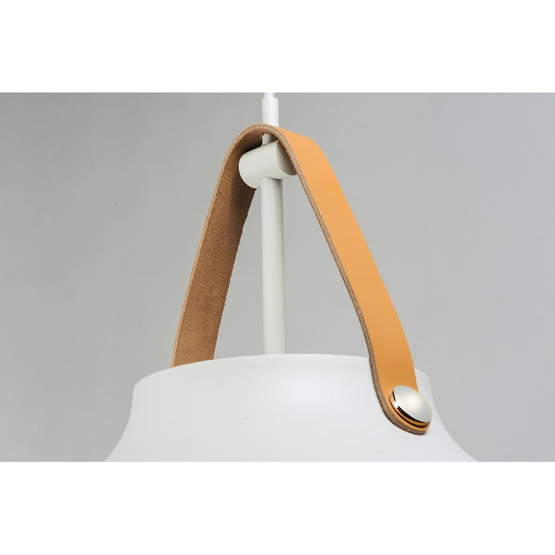 Maxim Lighting Nordic 1-Light Small Pendant, Tan Leather/White