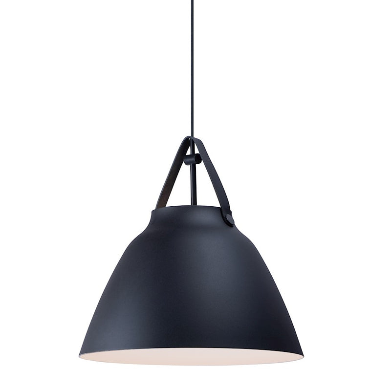 Maxim Lighting Nordic 1-Light Large Pendant, Tan Leather/Black