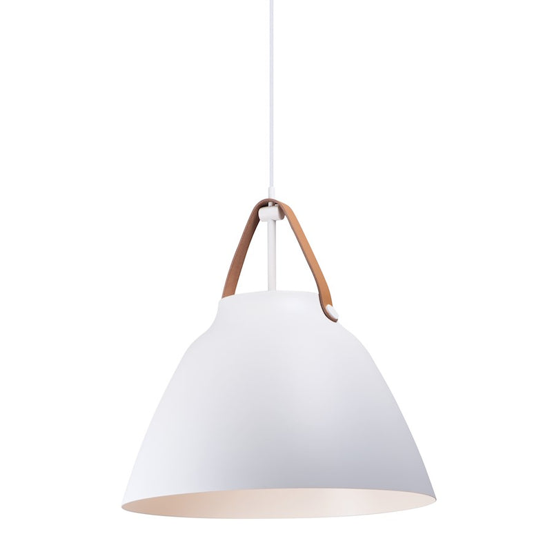 Maxim Lighting Nordic 1-Light Large Pendant, Tan Leather/White