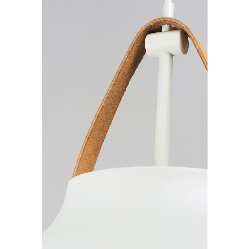 Maxim Lighting Nordic 1-Light Large Pendant, Tan Leather/White