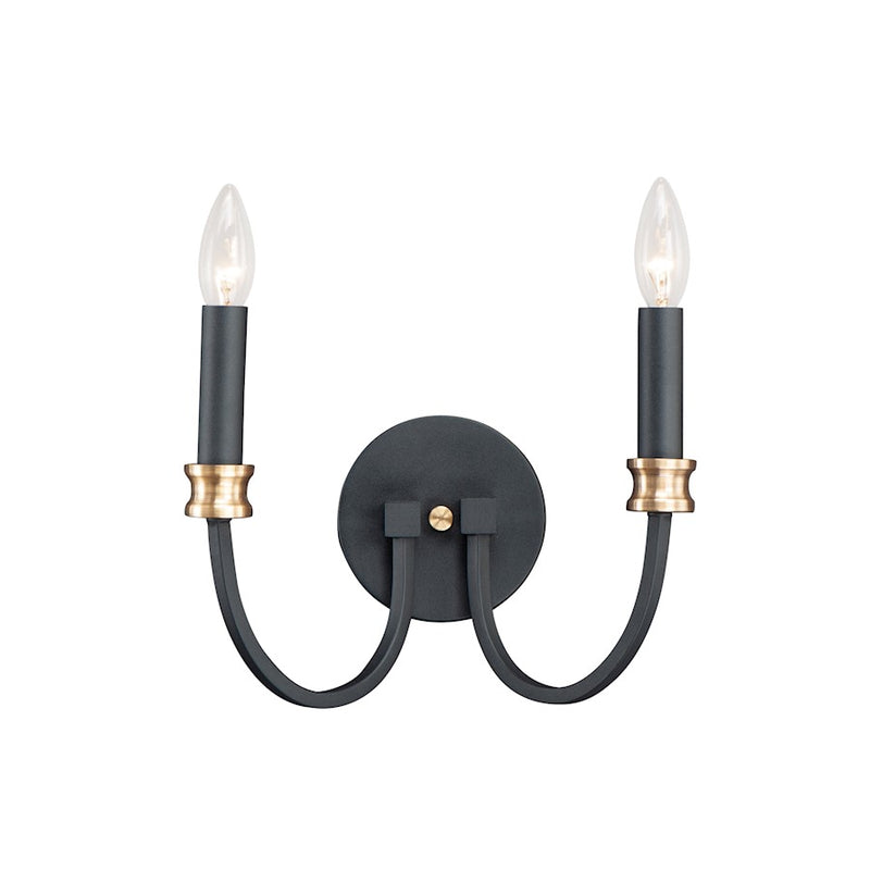 Maxim Lighting Charlton 2-Light Wall Sconce, Black/Antique Bras
