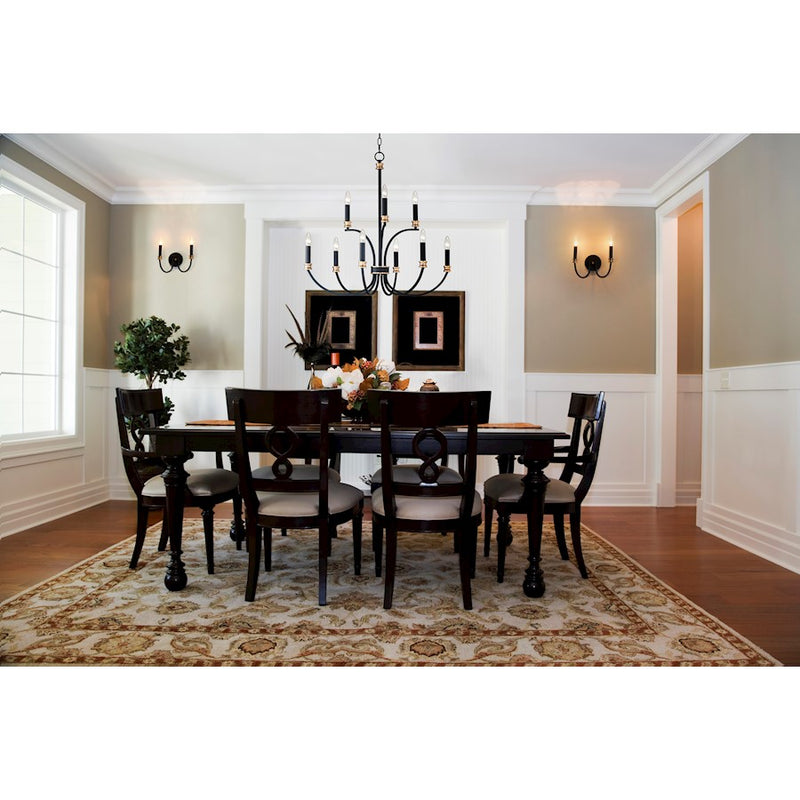 Maxim Lighting Charlton 2-Light Wall Sconce, Black/Antique Bras