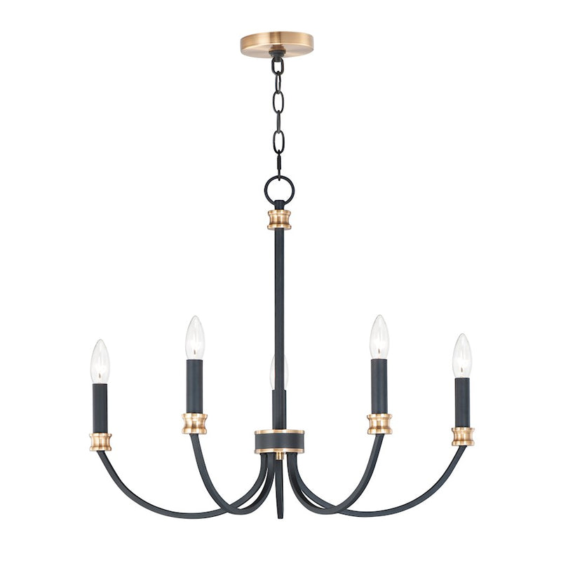 Maxim Lighting Charlton Chandelier, Black/Antique Brass