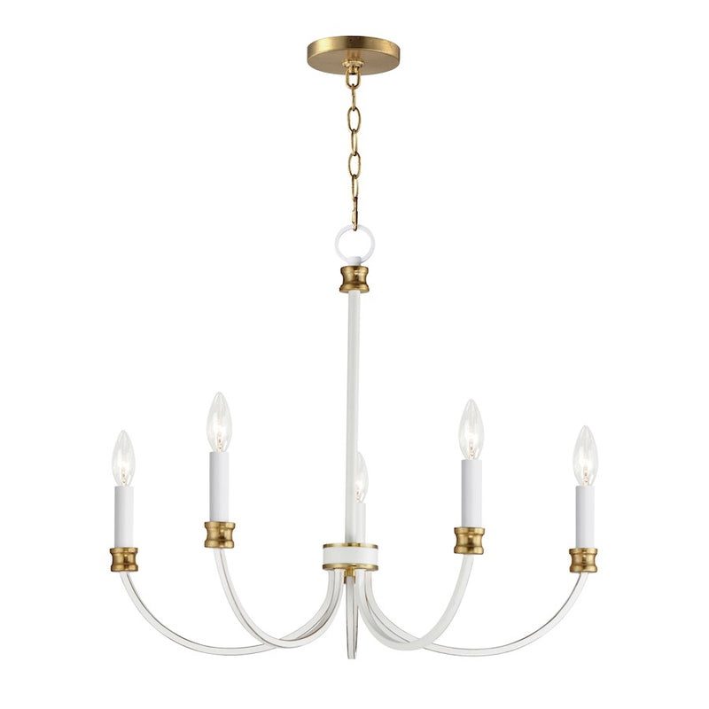 Maxim Charlton Chandelier, Weathered White/Gold Leaf
