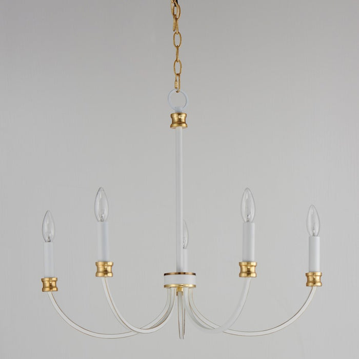 Maxim Charlton Chandelier, Weathered White/Gold Leaf