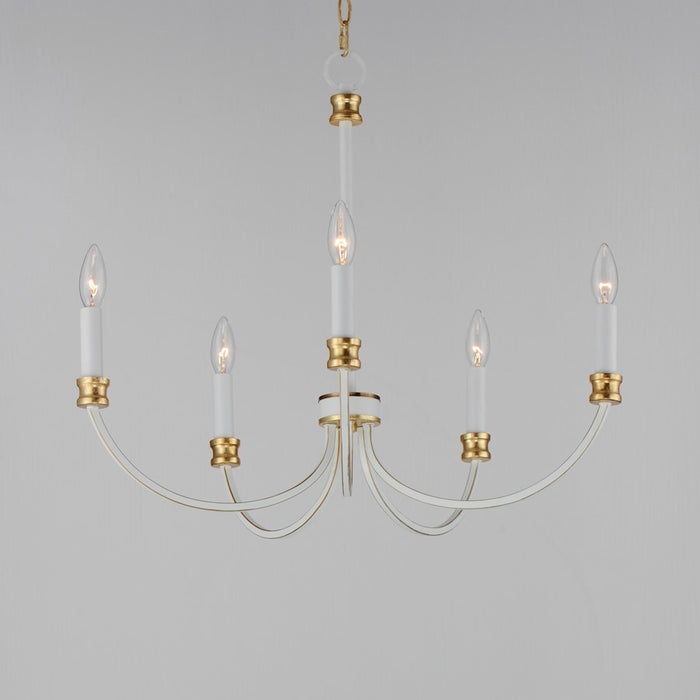 Maxim Charlton Chandelier, Weathered White/Gold Leaf