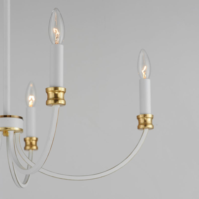 Maxim Charlton Chandelier, Weathered White/Gold Leaf