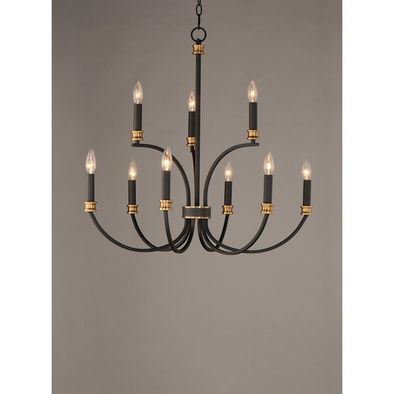 Maxim Lighting Charlton Chandelier, Black/Antique Brass