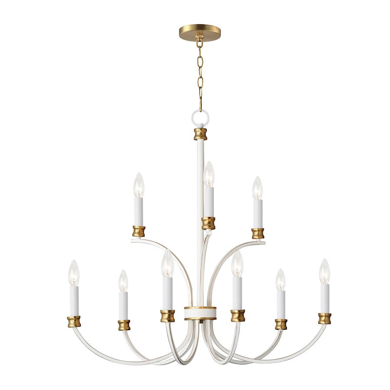 Maxim Charlton Chandelier, Weathered White/Gold Leaf