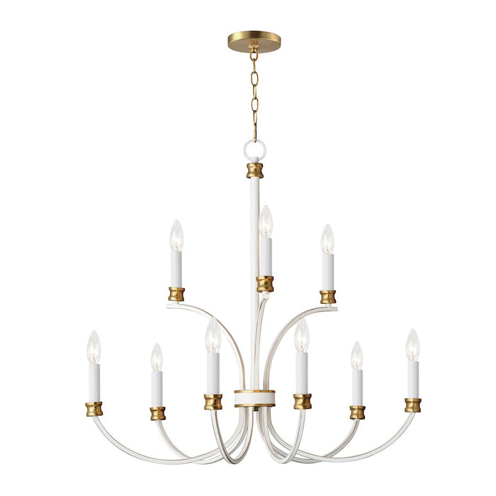 Maxim Charlton Chandelier, Weathered White/Gold Leaf