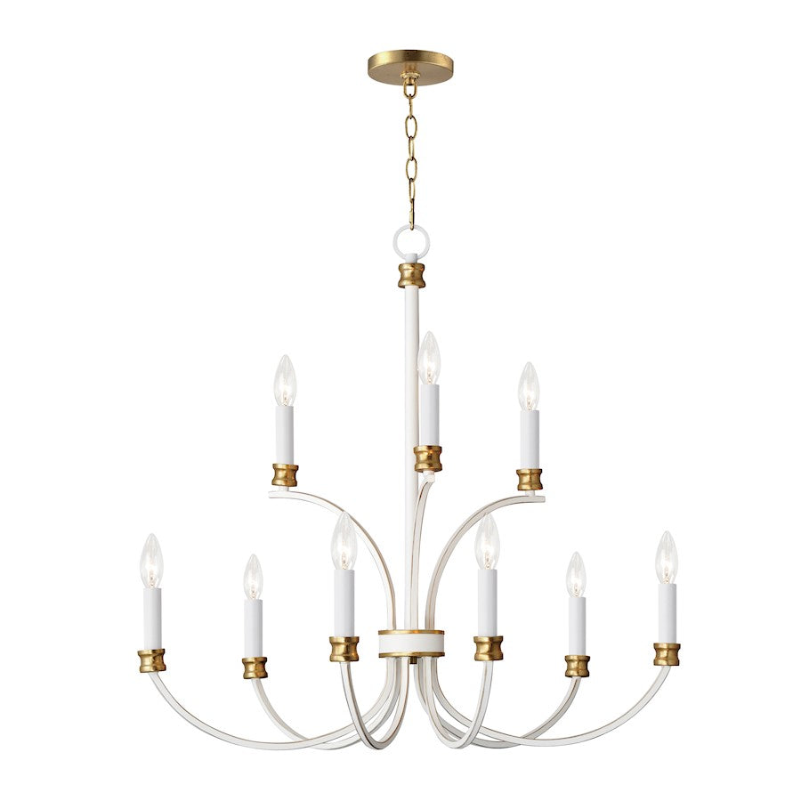 Maxim Charlton Chandelier, Weathered White/Gold Leaf