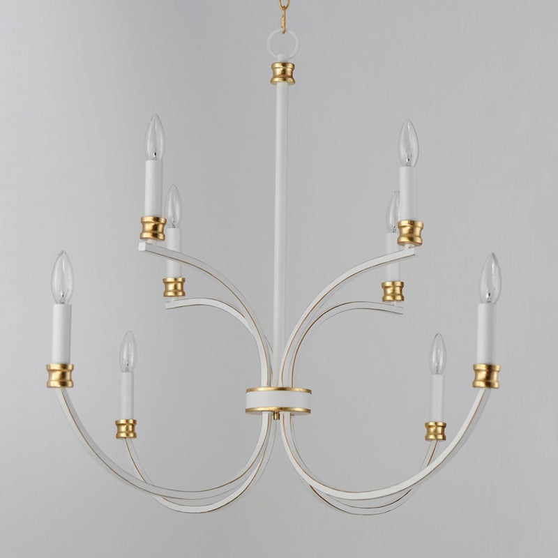 Maxim Charlton 9 Light Multi-Tier Chandelier, Weathered White/Gold