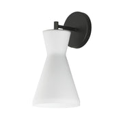 Maxim Lighting Sinch 1-Light Wall Sconce | Modern Matte Black and Satin White Glass | Bedroom & Hallway | 6.5 x 7.5 x 13.75 in | Model 11450SWBK
