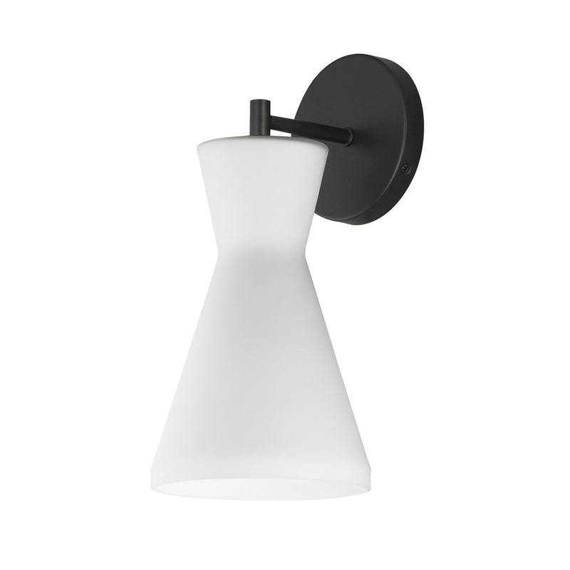 Maxim Lighting Sinch 1-Light Wall Sconce | Modern Matte Black and Satin White Glass | Bedroom & Hallway | 6.5 x 7.5 x 13.75 in | Model 11450SWBK