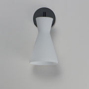 Maxim Lighting Sinch 1-Light Wall Sconce | Modern Matte Black and Satin White Glass | Bedroom & Hallway | 6.5 x 7.5 x 13.75 in | Model 11450SWBK