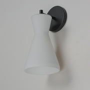 Maxim Lighting Sinch 1-Light Wall Sconce | Modern Matte Black and Satin White Glass | Bedroom & Hallway | 6.5 x 7.5 x 13.75 in | Model 11450SWBK