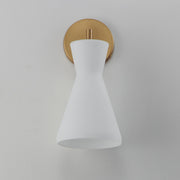 Maxim Lighting Sinch 14in 1-Light Wall Sconce | Modern Natural Aged Brass and Satin White Glass | Bedroom & Hallway Accent Light | Model 11450SWNAB