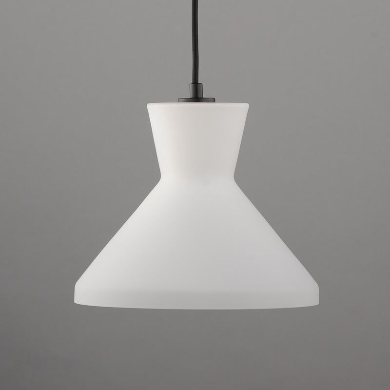 Maxim Lighting Sinch 10in 1-Light Pendant | Modern Matte Black and Satin White Glass | Kitchen Island & Dining Room | Model 11452SWBK