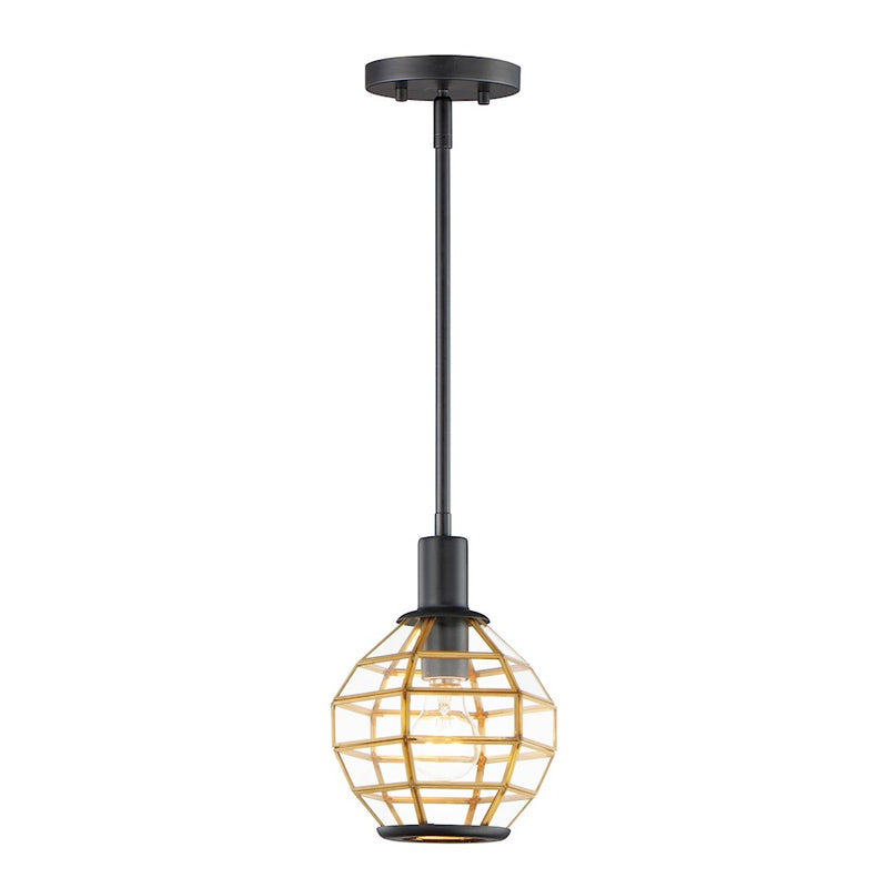 Maxim Lighting Heirloom 1-Light Mini Pendant, Black/Burnished Brass