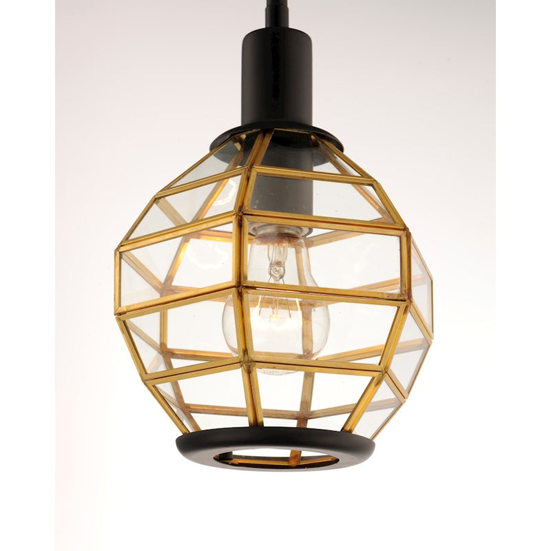 Maxim Lighting Heirloom 1-Light Mini Pendant, Black/Burnished Brass