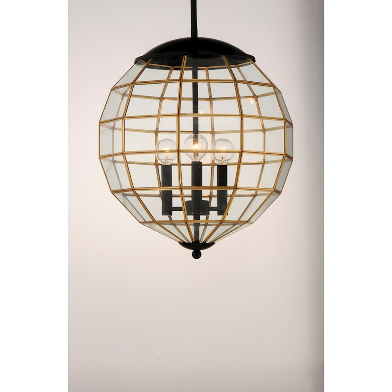 Maxim Lighting Heirloom 3-Light Pendant, Black/Burnished Brass