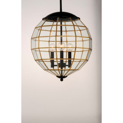 Maxim Lighting Heirloom 3-Light Pendant, Black/Burnished Brass