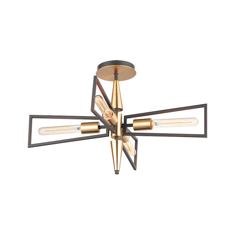 Maxim Lighting Wings 4-Light Flush Mount, Black/Satin Brass