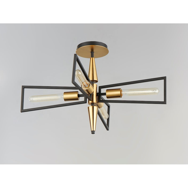 Maxim Lighting Wings 4-Light Flush Mount, Black/Satin Brass