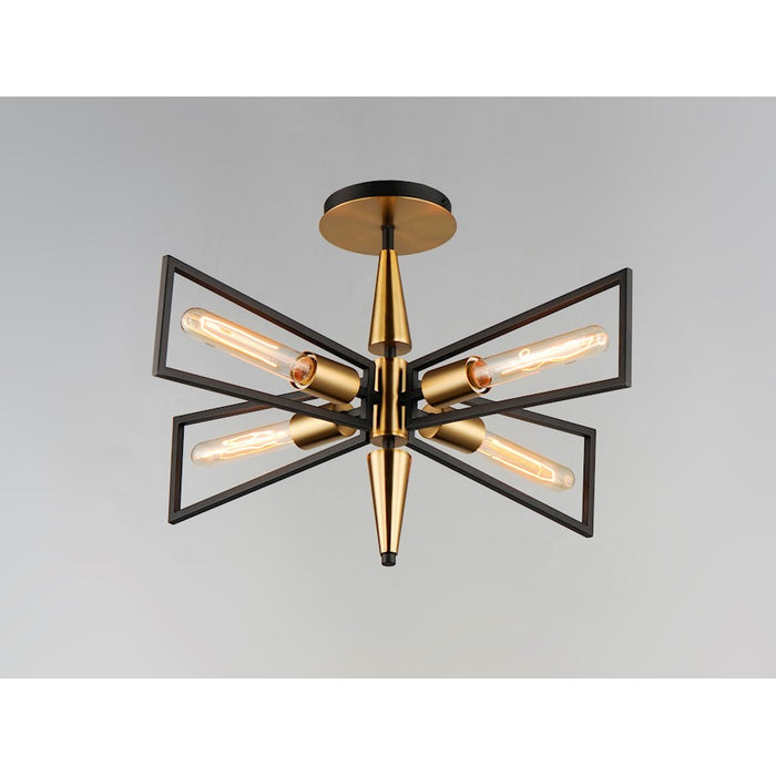 Maxim Lighting Wings 4-Light Flush Mount, Black/Satin Brass